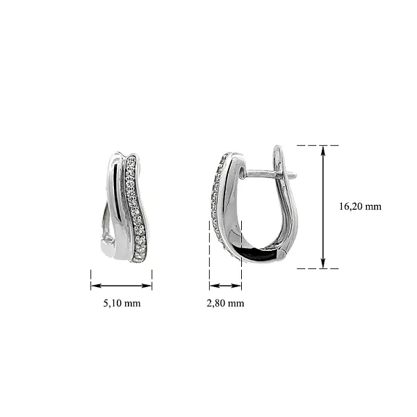 锆石装饰白金圆形耳环