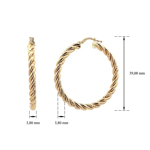 奢华黄金缠绕设计圆形耳环