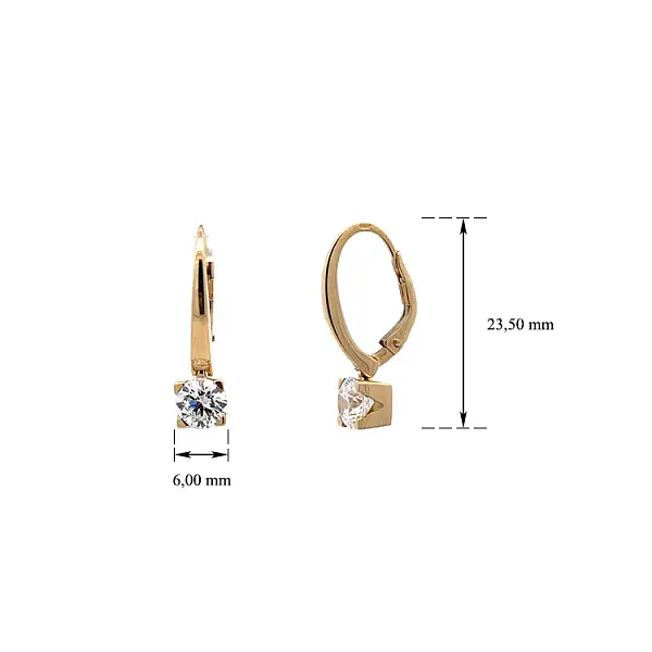 锆石黄金耳环