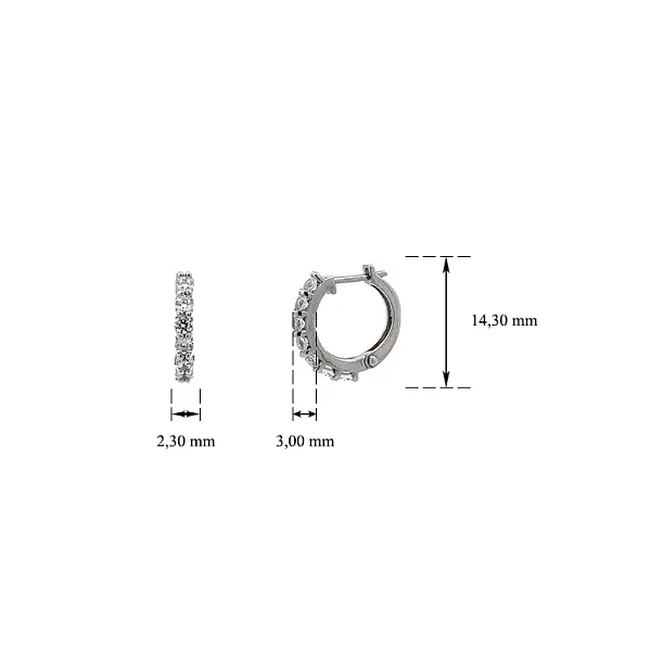 白金锆石圆形耳环