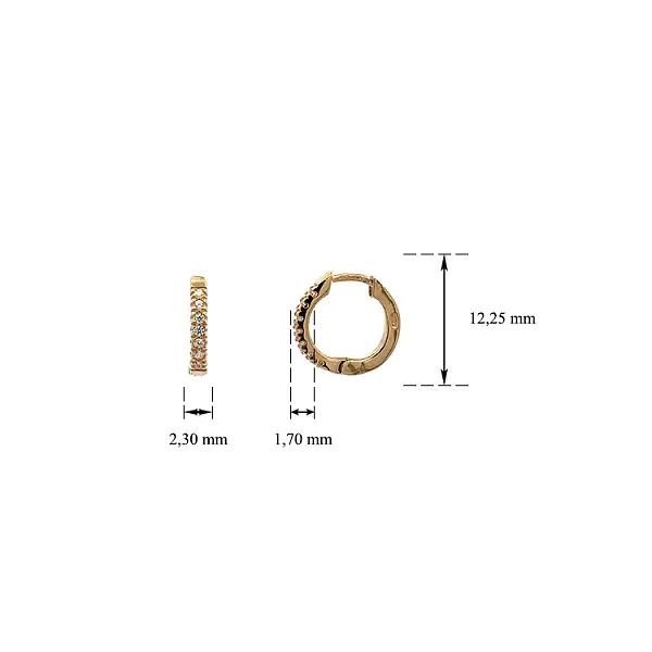 镶锆石的金质圆形耳环