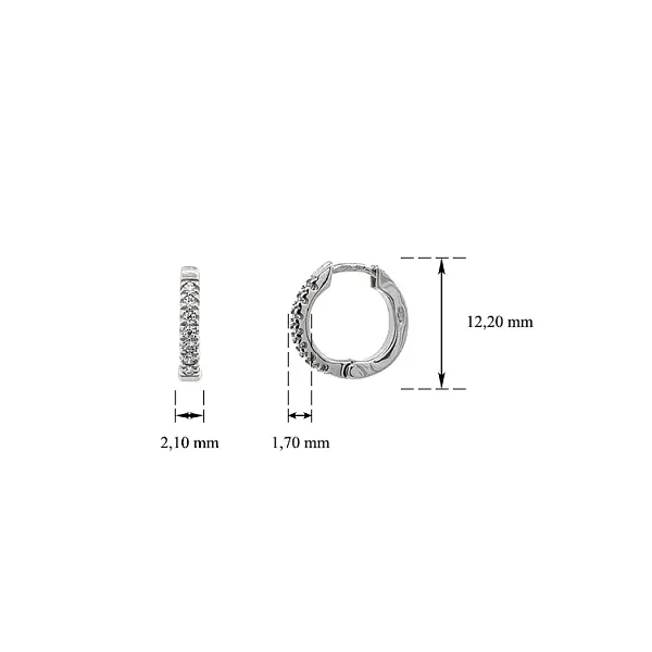 白金锆石圆形耳环