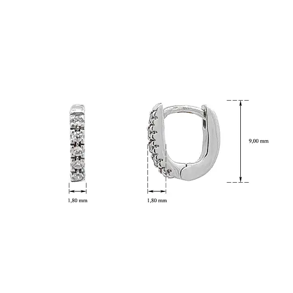白金锆石圆形耳环