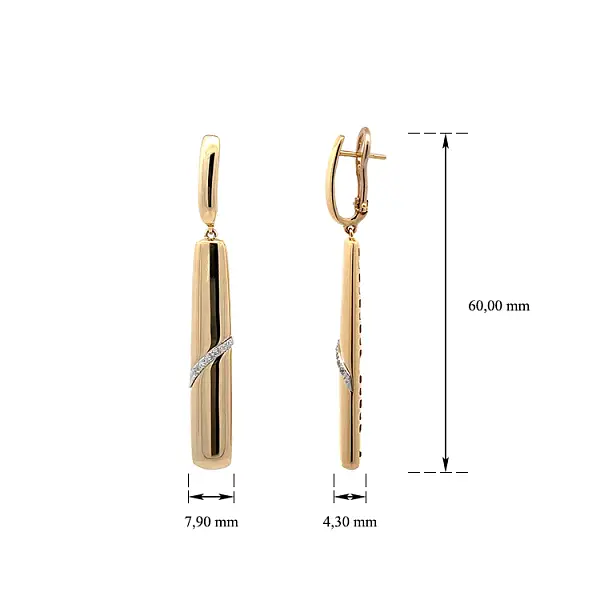 活力四射的吊坠耳环--黄金与锆石的优雅结合