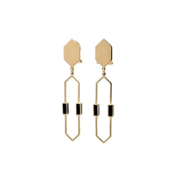 珐琅金吊坠耳环