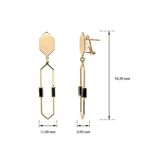 珐琅金吊坠耳环