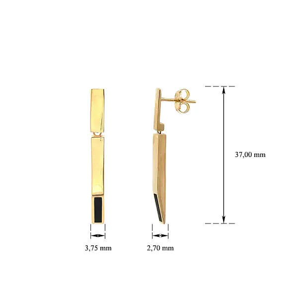 珐琅金吊坠耳环