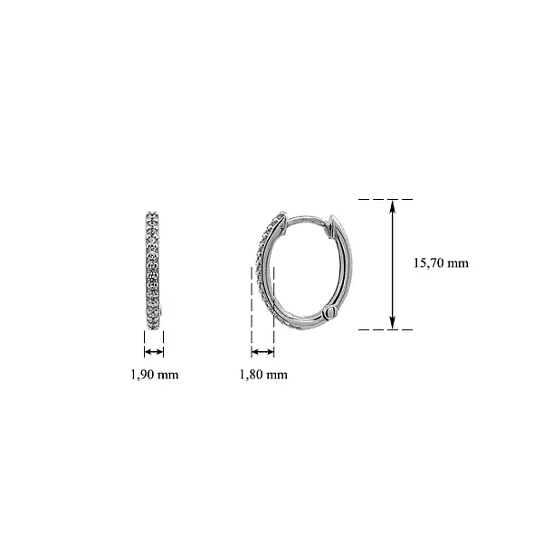 白金锆石圆形耳环