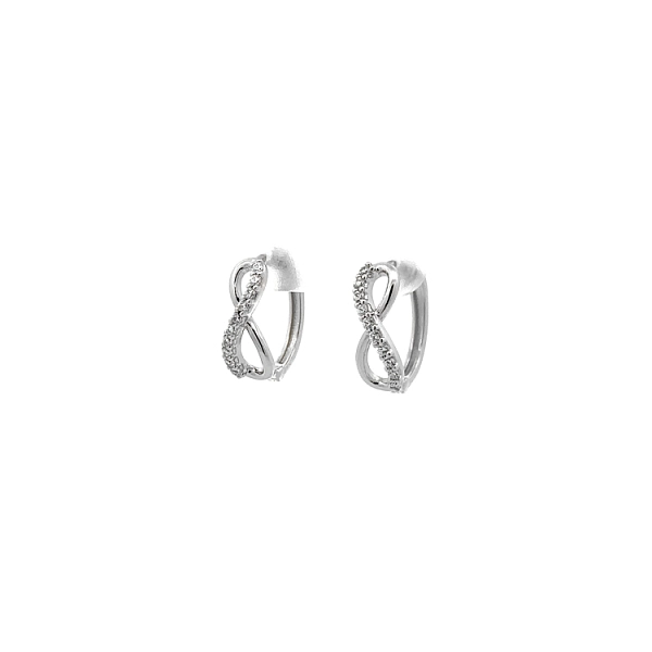 镶锆石白金 Infinity 耳环