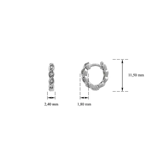 白金锆石圆形耳环