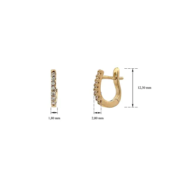 镶锆石的金质圆形耳环