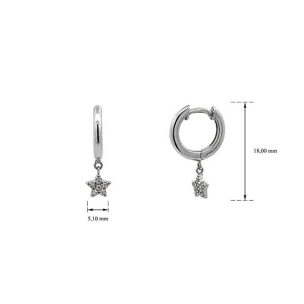 白金镶锆石海星耳环