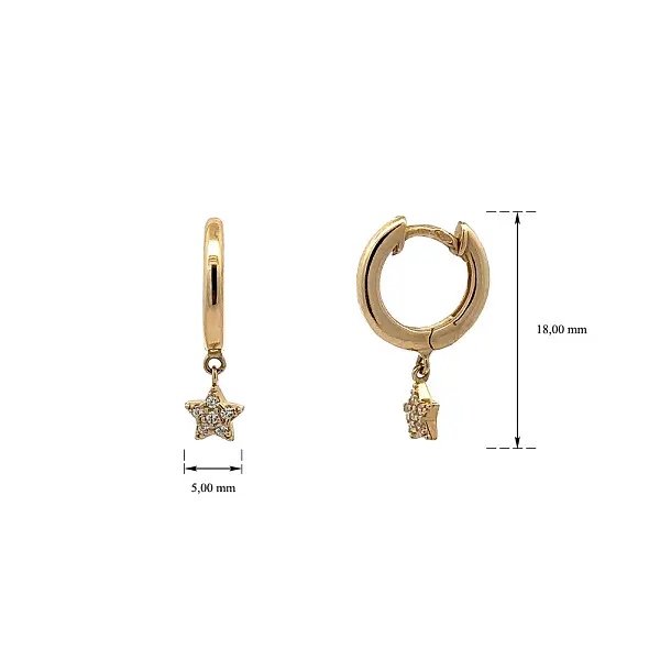 海星镶锆石黄金耳环