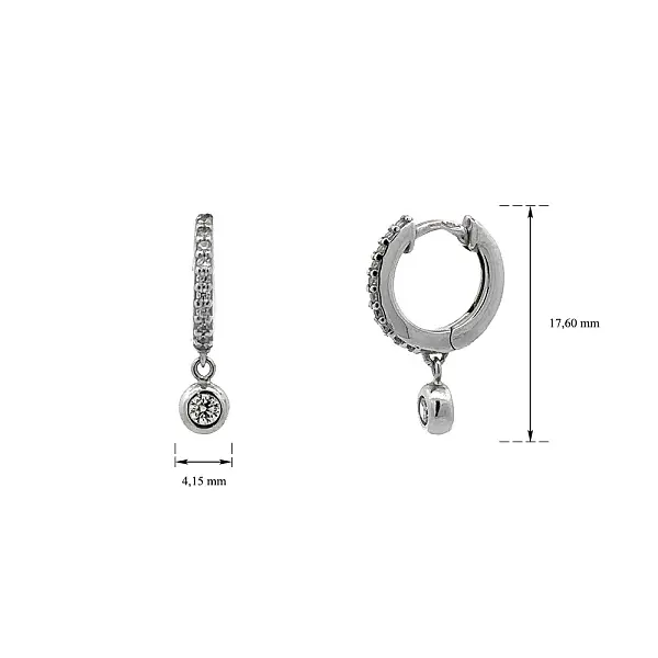 白金锆石耳环