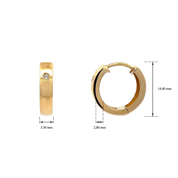 镶锆石的金质圆形耳环