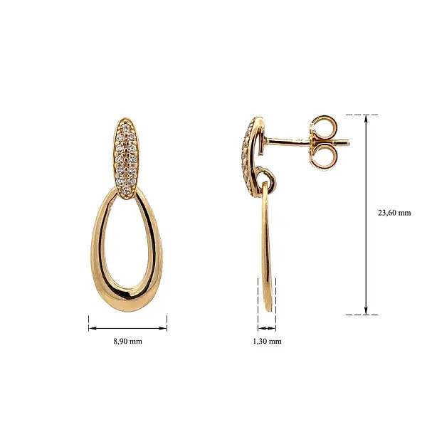 锆石金吊坠耳环