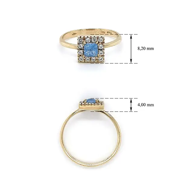 镶蓝色宝石的金戒指