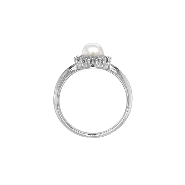 镶珍珠和锆石的金戒指