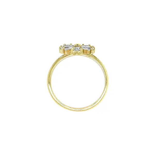 镶锆石花朵金戒指