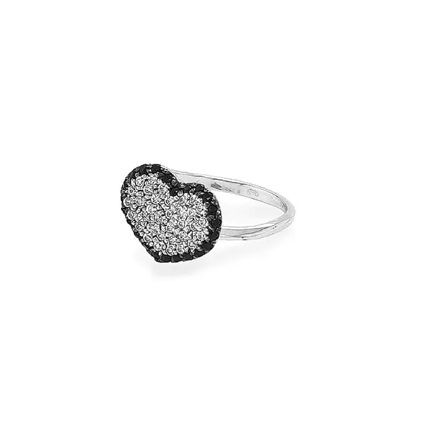 心形镶锆石金戒指