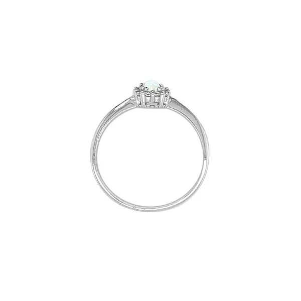 镶嵌蛋白石和锆石的金戒指