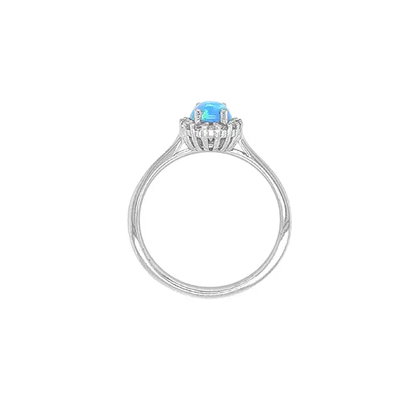 镶嵌蛋白石和锆石的金戒指