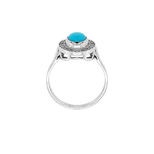 镶绿松石和锆石的金戒指