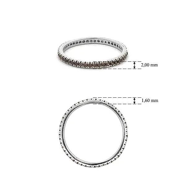 镶棕色永恒宝石的白金戒指