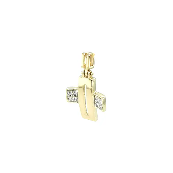 锆石十字架金吊坠