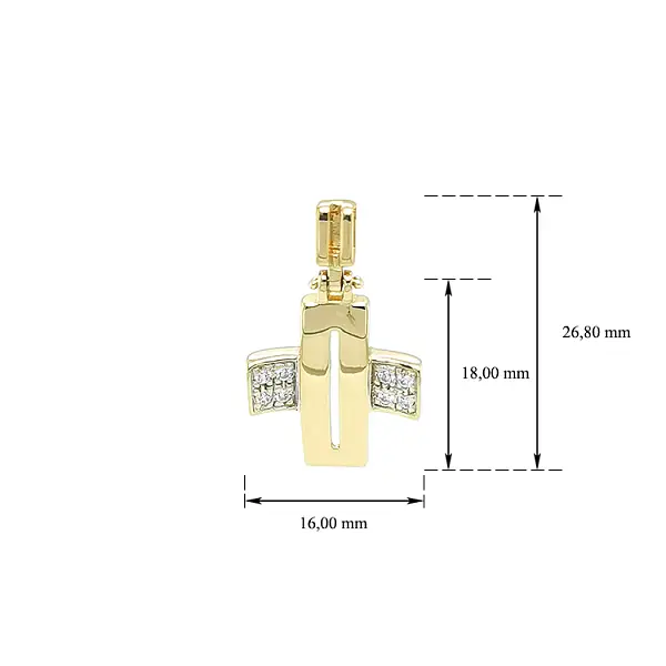 锆石十字架金吊坠