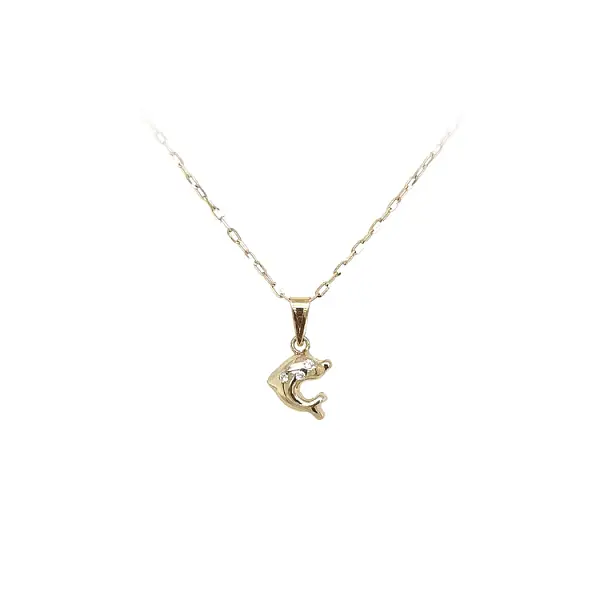 镶锆石的金色海豚吊坠