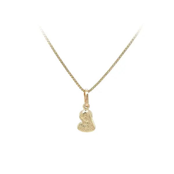 圣母玛利亚和耶稣基督图案灵性黄金吊坠