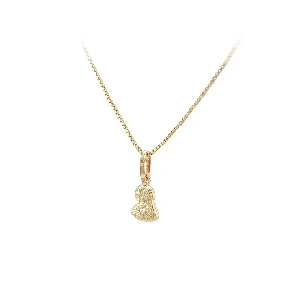 圣母玛利亚和耶稣基督图案灵性黄金吊坠