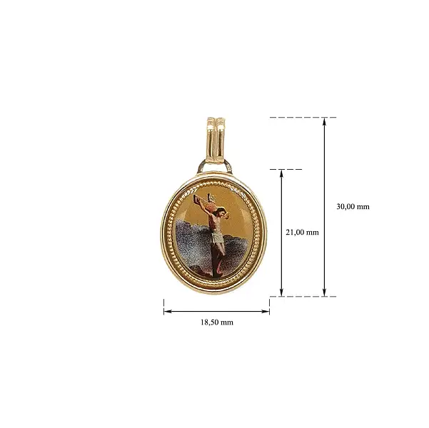 十字架上的基督抛光黄金徽章