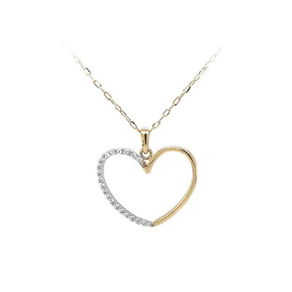 锆石心形金吊坠