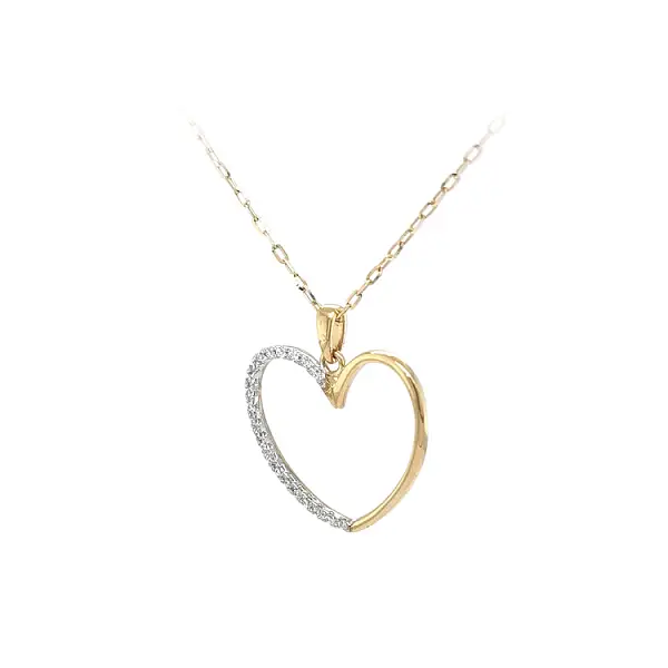 锆石心形金吊坠