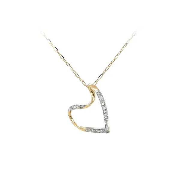 锆石心形金吊坠