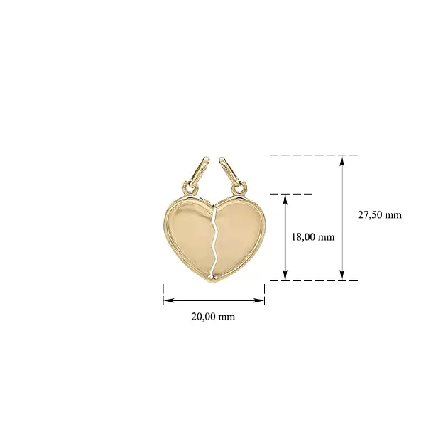 双人心形金吊坠