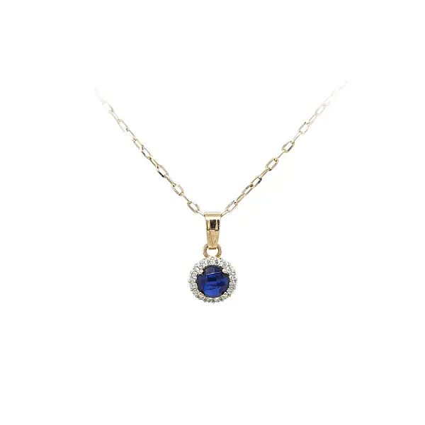 镶蓝色宝石的黄金吊坠