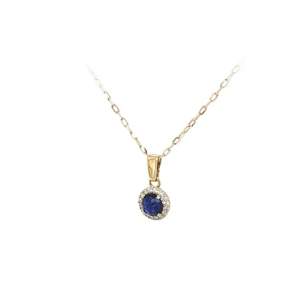 镶蓝色宝石的黄金吊坠