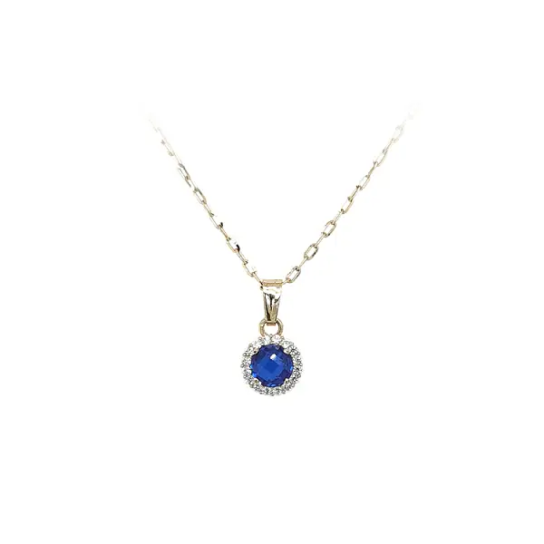 镶蓝色宝石的黄金吊坠