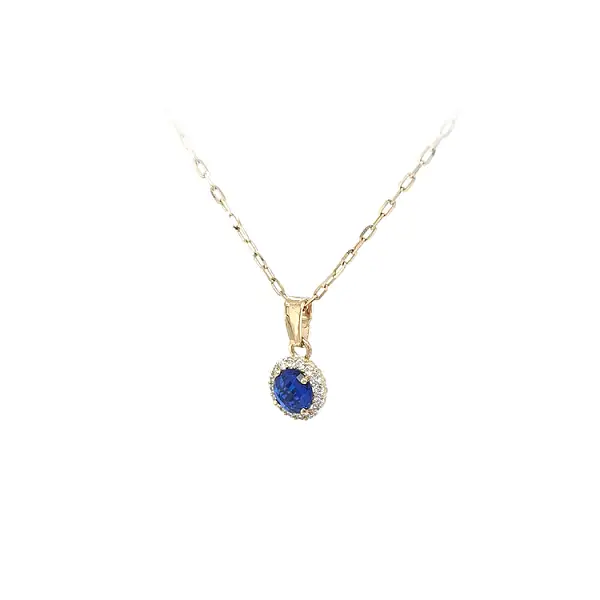 镶蓝色宝石的黄金吊坠