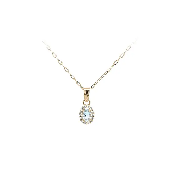 镶蓝色宝石的黄金吊坠