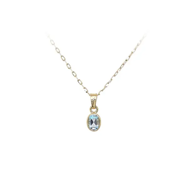 镶蓝色宝石的黄金吊坠
