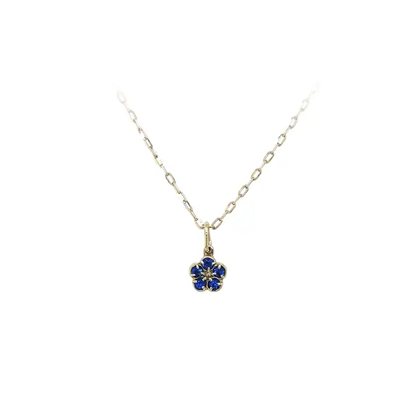 镶蓝色宝石的黄金吊坠