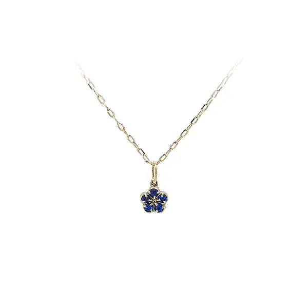 镶蓝色宝石的黄金吊坠