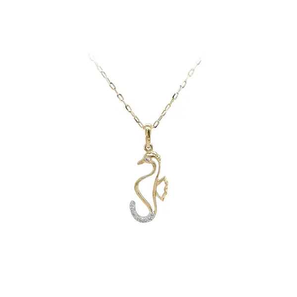 锆石海马黄金吊坠