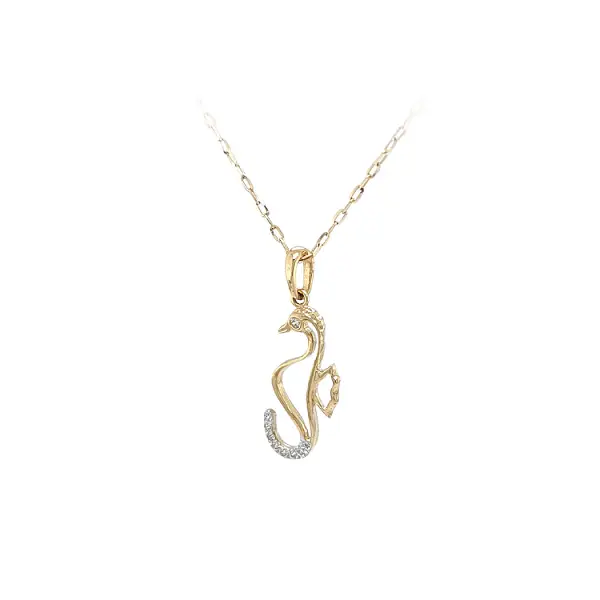 锆石海马黄金吊坠