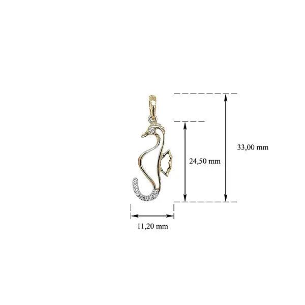 锆石海马黄金吊坠