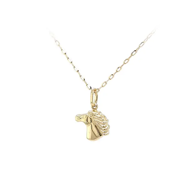 精致马头图案黄金吊坠